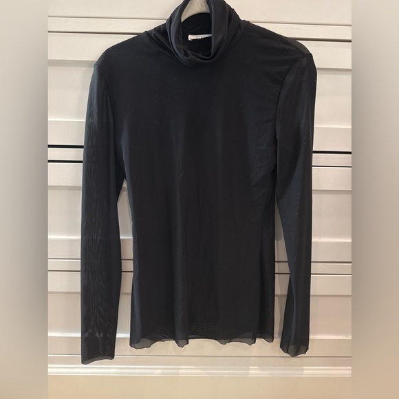Ganni Black Mesh Long Sleeve Turtleneck Top - Picture 4 of 7